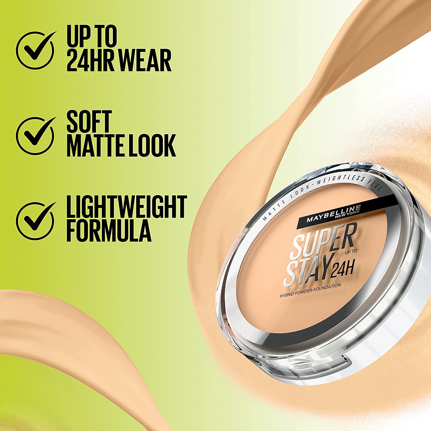 Maybelline Super Stay Up to 24HR Hybrid Powder-Foundation, Medium-to-Full Coverage Makeup, Matte Finish, 102, 1 Count - Image 6